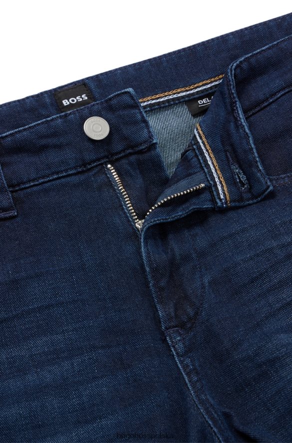 Hugo Boss ciemnoniebieskie jeansy slim-fit w niebieskim, włoskim super miękkim dżinsie hugo ciemny niebieski R0X0H61362