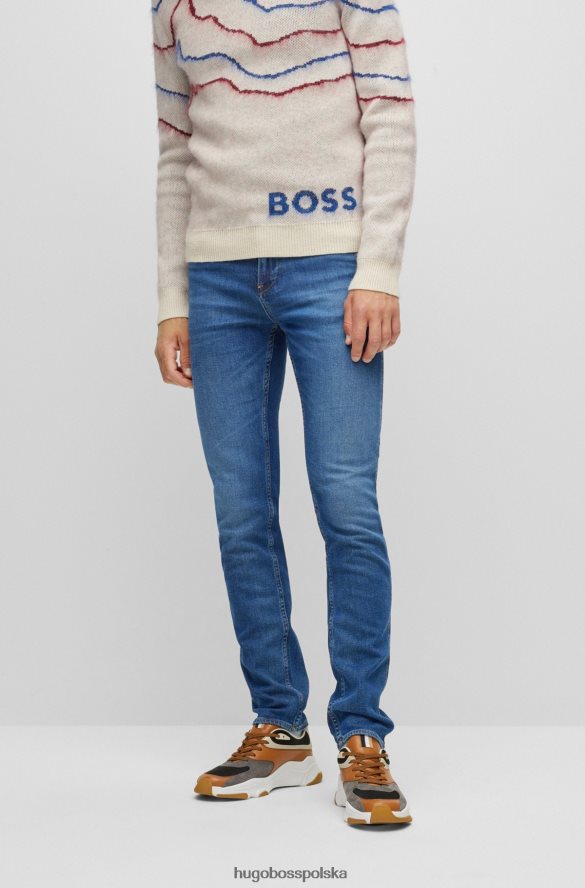 Hugo Boss ciemnoniebieskie jeansy slim fit z niebieskiego, wygodnego dżinsu hugo ze stretchem ciemny niebieski R0X0H61645