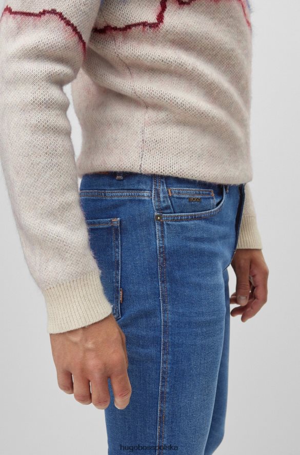 Hugo Boss ciemnoniebieskie jeansy slim fit z niebieskiego, wygodnego dżinsu hugo ze stretchem ciemny niebieski R0X0H61645