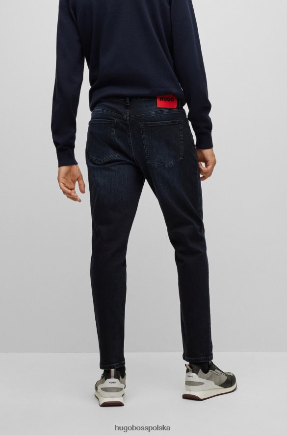 Hugo Boss ciemnoniebieskie, zwężane dżinsy hugo z niebiesko-czarnego elastycznego denimu ciemny niebieski R0X0H63611