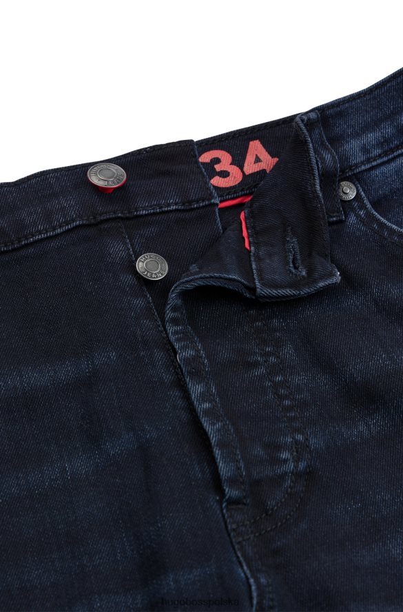 Hugo Boss ciemnoniebieskie, zwężane dżinsy hugo z niebiesko-czarnego elastycznego denimu ciemny niebieski R0X0H63611
