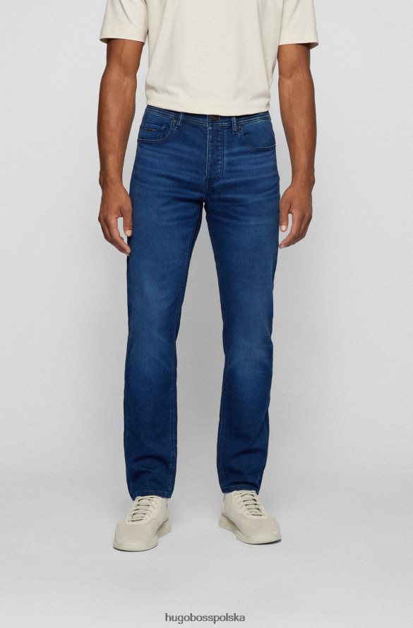 Hugo Boss ciemnoniebieskie, zwężane dżinsy z ciemnoniebieskiego, przytulnego denimu hugo ciemny niebieski R0X0H61915