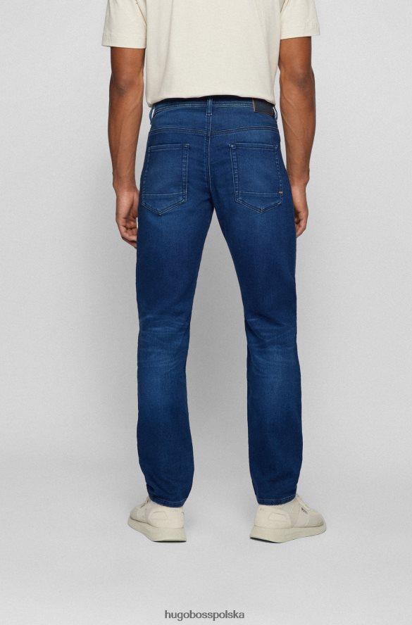 Hugo Boss ciemnoniebieskie, zwężane dżinsy z ciemnoniebieskiego, przytulnego denimu hugo ciemny niebieski R0X0H61915