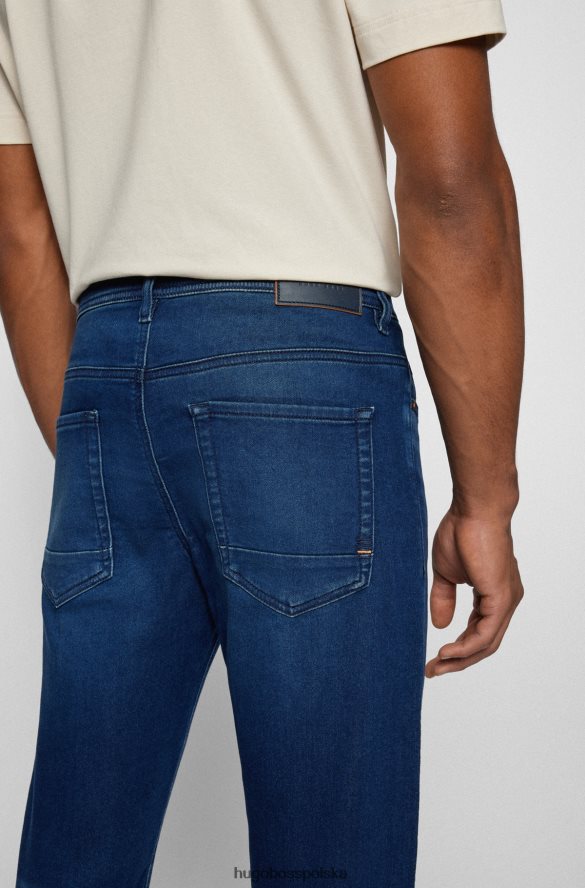 Hugo Boss ciemnoniebieskie, zwężane dżinsy z ciemnoniebieskiego, przytulnego denimu hugo ciemny niebieski R0X0H61915