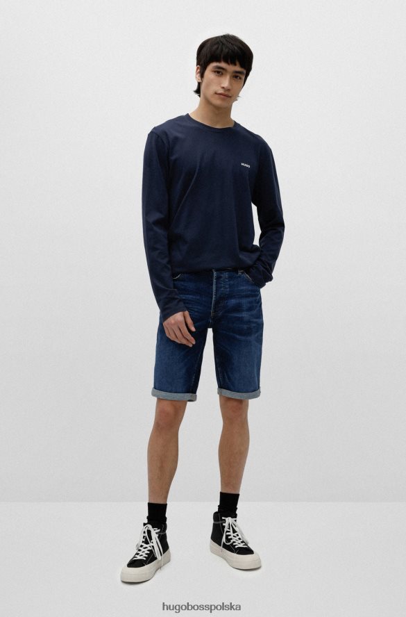 Hugo Boss ciemnoniebieskie, zwężane szorty z niebieskiego, wygodnego, elastycznego dżinsu hugo ciemny niebieski R0X0H64044