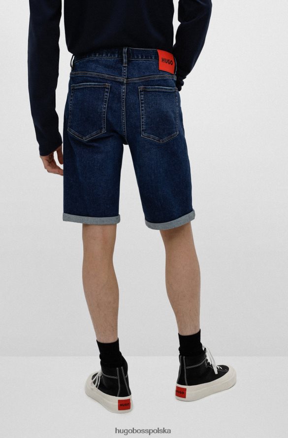 Hugo Boss ciemnoniebieskie, zwężane szorty z niebieskiego, wygodnego, elastycznego dżinsu hugo ciemny niebieski R0X0H64044
