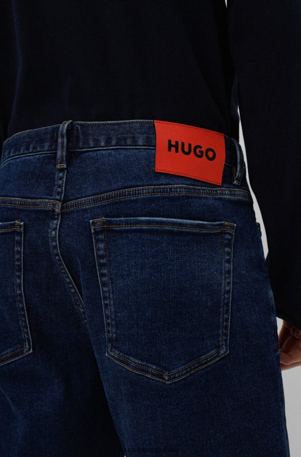 Hugo Boss ciemnoniebieskie, zwężane szorty z niebieskiego, wygodnego, elastycznego dżinsu hugo ciemny niebieski R0X0H64044