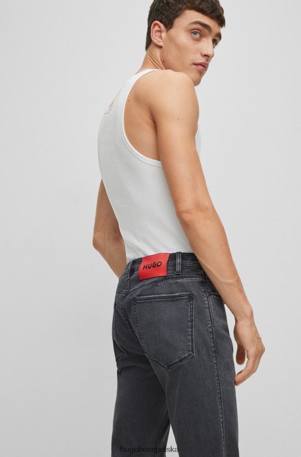 Hugo Boss ciemnoszare dżinsy hugo slim fit z czarnego, wygodnego denimu ze stretchem ciemno szary R0X0H61850