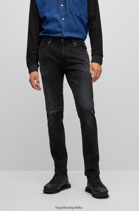 Hugo Boss ciemnoszare dżinsy hugo slim fit z czarnego, wygodnego denimu ze stretchem ciemno szary R0X0H64323