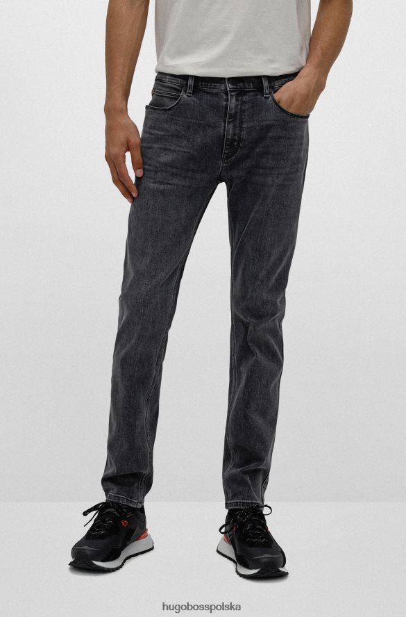 Hugo Boss ciemnoszare jeansy slim fit z czarnego, wygodnego dżinsu hugo ze stretchem ciemno szary R0X0H64232