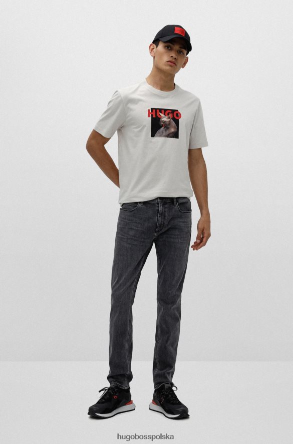 Hugo Boss ciemnoszare jeansy slim fit z czarnego, wygodnego dżinsu hugo ze stretchem ciemno szary R0X0H64232