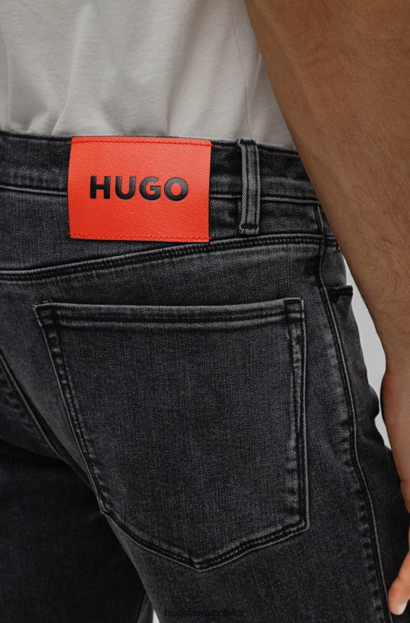 Hugo Boss ciemnoszare jeansy slim fit z czarnego, wygodnego dżinsu hugo ze stretchem ciemno szary R0X0H64232