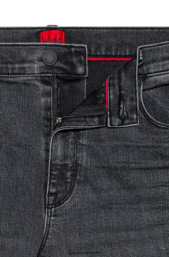 Hugo Boss ciemnoszare jeansy slim fit z czarnego, wygodnego dżinsu hugo ze stretchem ciemno szary R0X0H64232