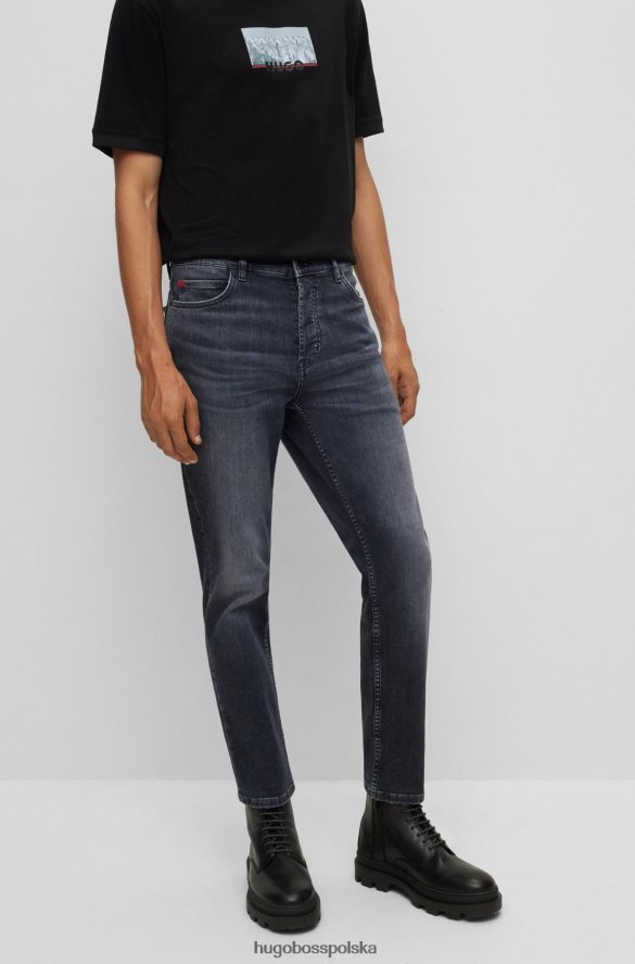 Hugo Boss ciemnoszare, zwężane dżinsy hugo z włoskiego denimu w kolorze szarego sprania ciemno szary R0X0H62066