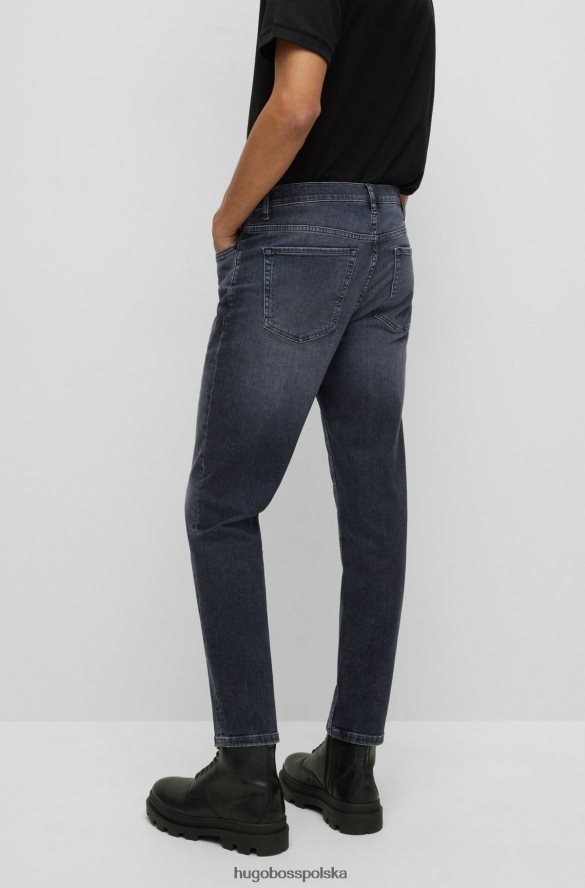 Hugo Boss ciemnoszare, zwężane dżinsy hugo z włoskiego denimu w kolorze szarego sprania ciemno szary R0X0H62066