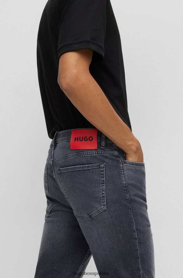 Hugo Boss ciemnoszare, zwężane dżinsy hugo z włoskiego denimu w kolorze szarego sprania ciemno szary R0X0H62066