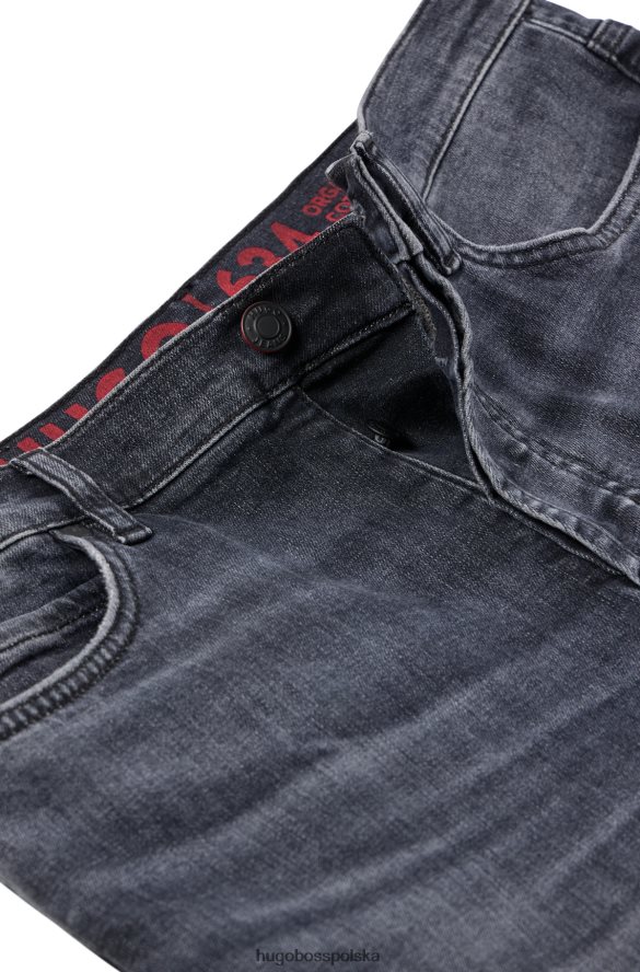 Hugo Boss ciemnoszare, zwężane dżinsy hugo z włoskiego denimu w kolorze szarego sprania ciemno szary R0X0H62066