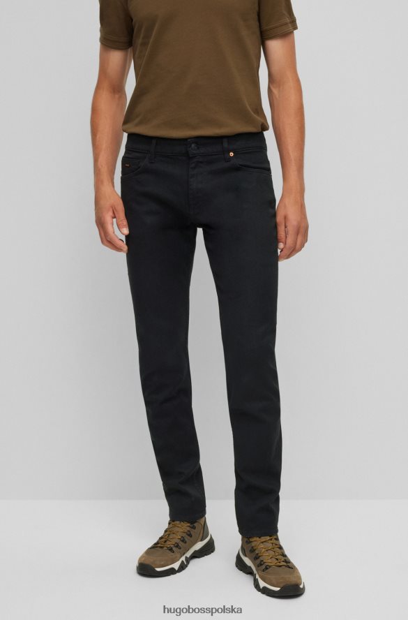 Hugo Boss czarne dżinsy Hugo o dopasowanym kroju z czarno-czarnego, wygodnego dżinsu ze stretchem czarny R0X0H61346
