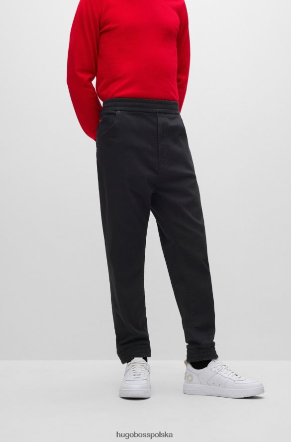 Hugo Boss czarne dżinsy hugo o swobodnym kroju z czarnego denimu ze sznurkiem w talii czarny R0X0H63062