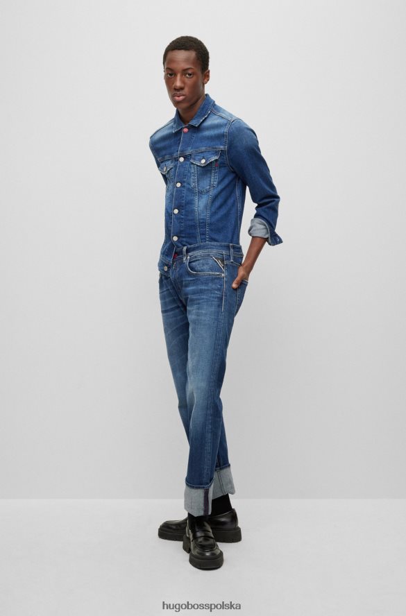 Hugo Boss hugo | jeansy Replay o prostym kroju z ciemnoniebieskiego elastycznego denimu ciemny niebieski R0X0H62764