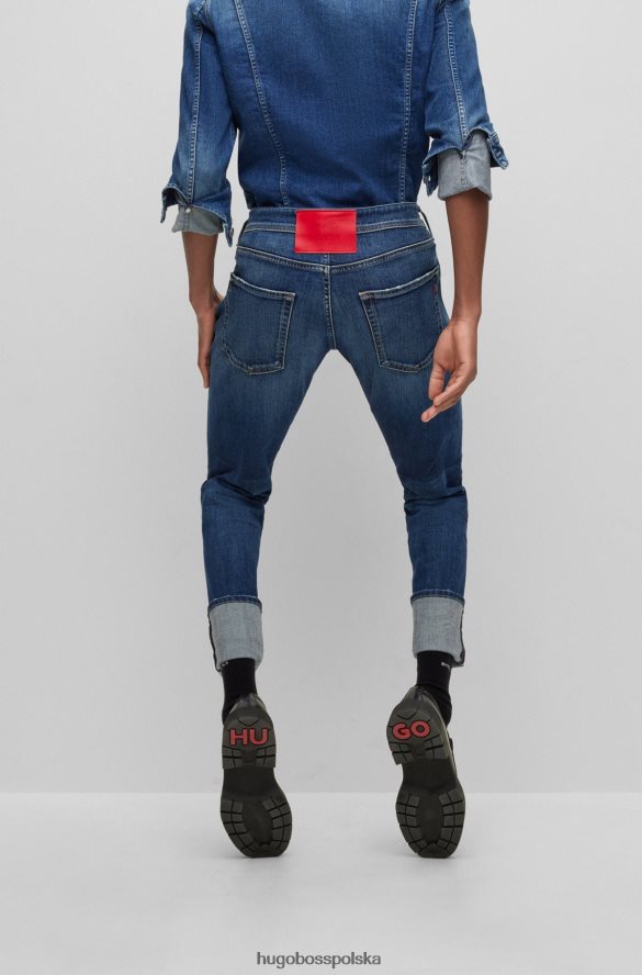 Hugo Boss hugo | jeansy Replay o prostym kroju z ciemnoniebieskiego elastycznego denimu ciemny niebieski R0X0H62764