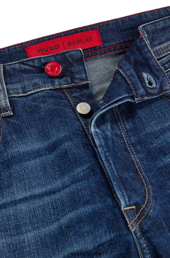 Hugo Boss hugo | jeansy Replay o prostym kroju z ciemnoniebieskiego elastycznego denimu ciemny niebieski R0X0H62764