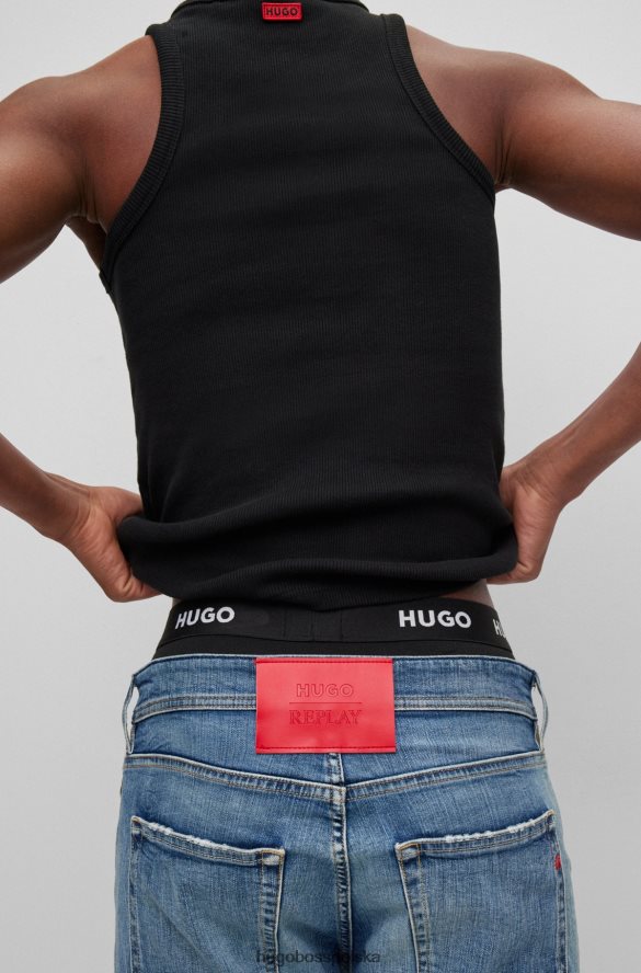Hugo Boss hugo | jeansy Replay o prostym kroju z elastycznego denimu w kolorze średniego błękitu niebieski R0X0H62479