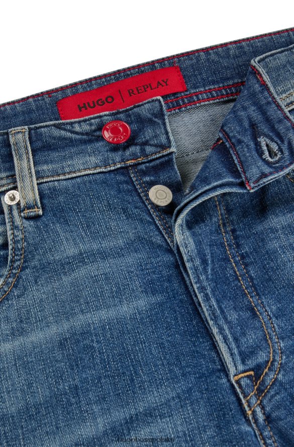 Hugo Boss hugo | jeansy Replay o prostym kroju z elastycznego denimu w kolorze średniego błękitu niebieski R0X0H62479