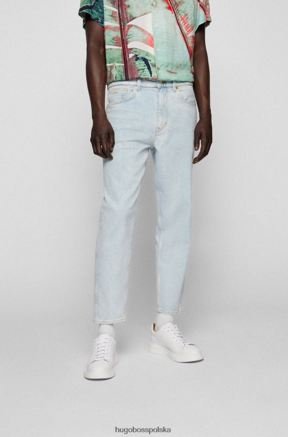 Hugo Boss jasnoniebieskie dżinsy Hugo o zwężanym kroju z niebieskiego, wygodnego, elastycznego włoskiego denimu jasny niebieski R0X0H63240