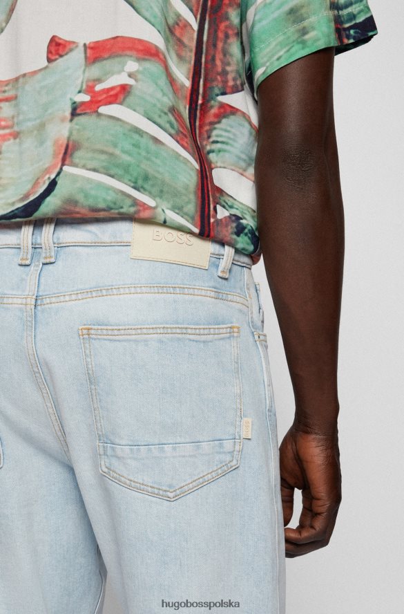 Hugo Boss jasnoniebieskie dżinsy Hugo o zwężanym kroju z niebieskiego, wygodnego, elastycznego włoskiego denimu jasny niebieski R0X0H63240