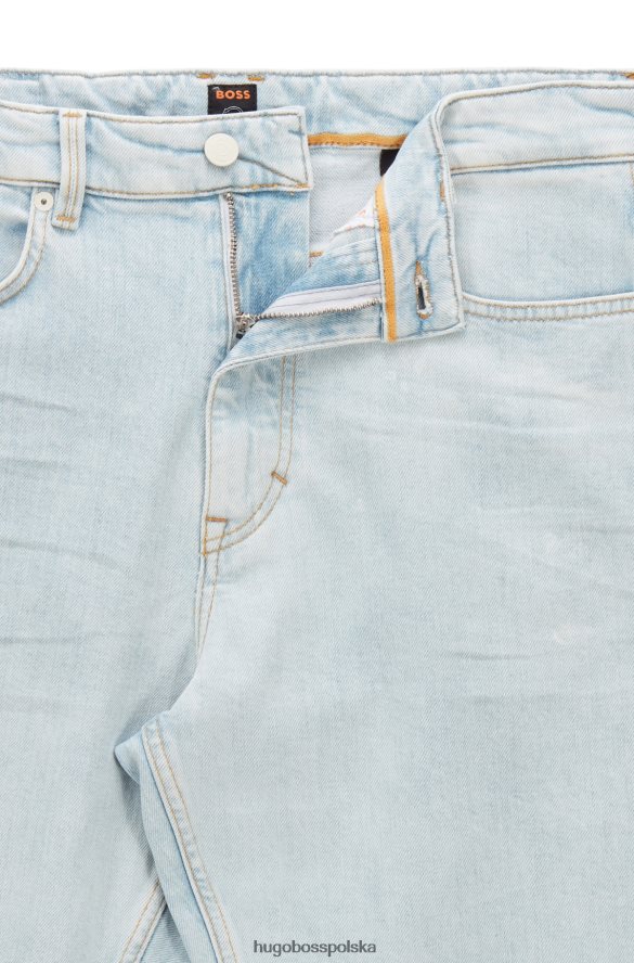 Hugo Boss jasnoniebieskie dżinsy Hugo o zwężanym kroju z niebieskiego, wygodnego, elastycznego włoskiego denimu jasny niebieski R0X0H63240