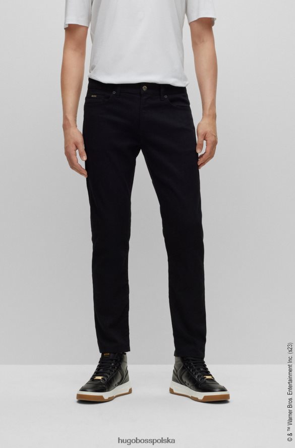 Hugo Boss looney tunes x Czarne jeansy slim-fit z haftem w stylu kreskówek czarny R0X0H63786