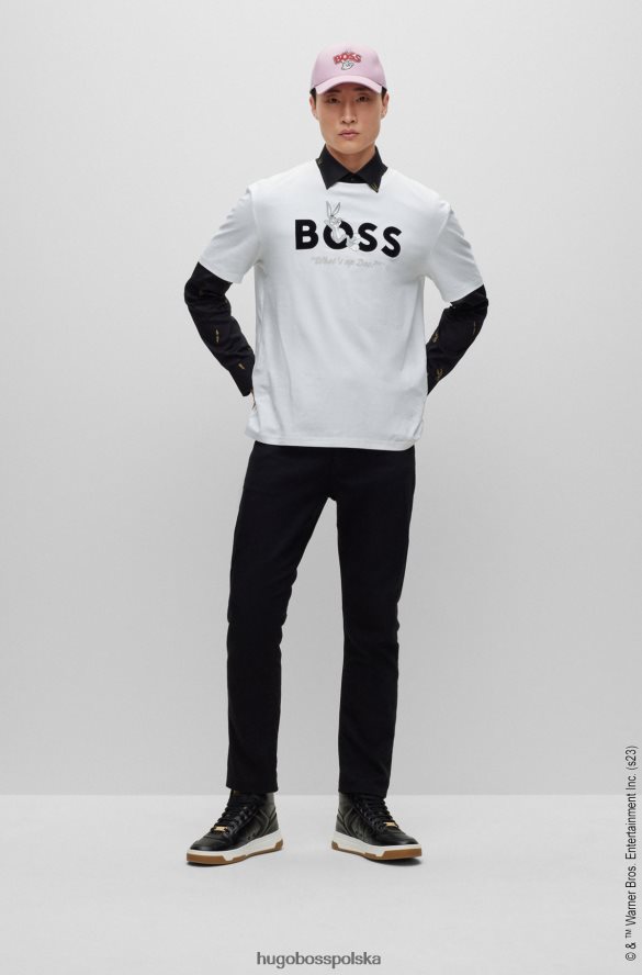 Hugo Boss looney tunes x Czarne jeansy slim-fit z haftem w stylu kreskówek czarny R0X0H63786