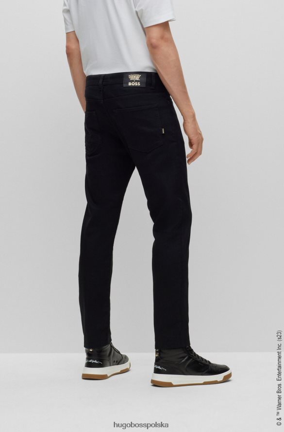 Hugo Boss looney tunes x Czarne jeansy slim-fit z haftem w stylu kreskówek czarny R0X0H63786