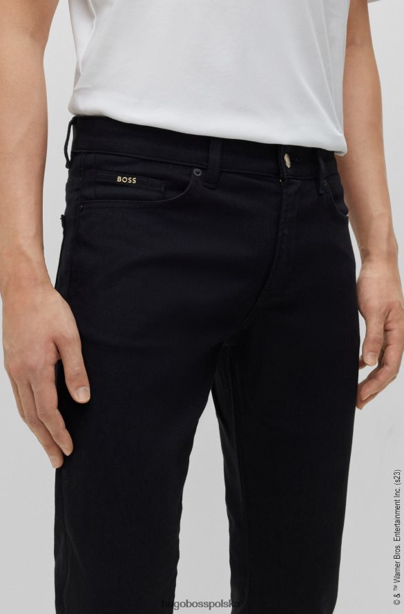 Hugo Boss looney tunes x Czarne jeansy slim-fit z haftem w stylu kreskówek czarny R0X0H63786