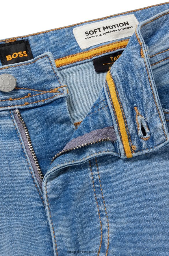 Hugo Boss niebieskie dżinsy hugo o zwężanym kroju z ciemnoniebieskiego bardzo elastycznego denimu niebieski R0X0H62549