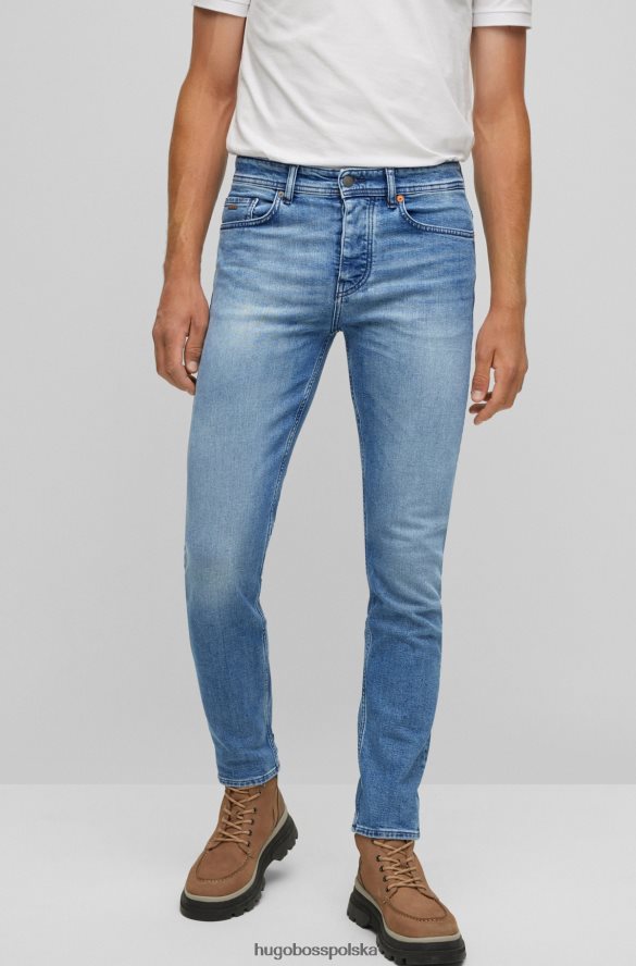 Hugo Boss niebieskie dżinsy hugo o zwężanym kroju z niebieskiego, wygodnego denimu ze streczem niebieski R0X0H61579