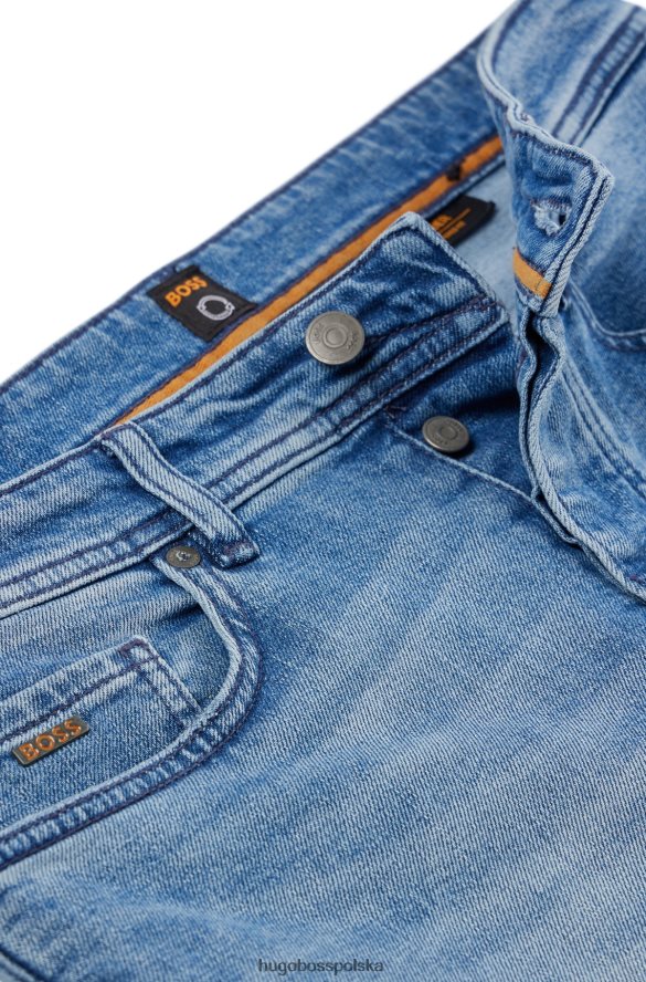 Hugo Boss niebieskie dżinsy hugo o zwężanym kroju z niebieskiego, wygodnego denimu ze streczem niebieski R0X0H61579