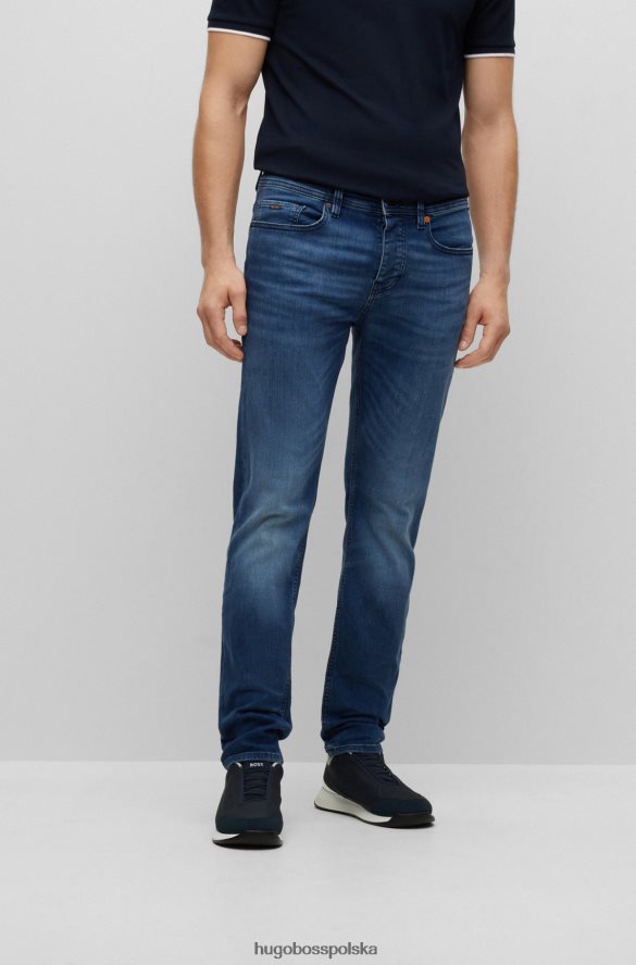 Hugo Boss niebieskie dżinsy hugo o zwężanym kroju z niebiesko-czarnego, wygodnego dżinsu ze stretchem niebieski R0X0H62320