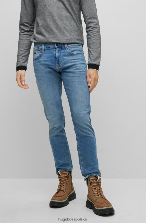 Hugo Boss niebieskie dżinsy slim-fit z dzianiny jeansowej hugo w kolorze średniego błękitu niebieski R0X0H63392