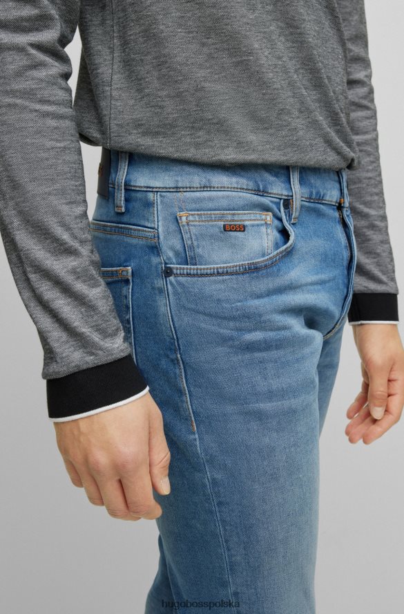 Hugo Boss niebieskie dżinsy slim-fit z dzianiny jeansowej hugo w kolorze średniego błękitu niebieski R0X0H63392