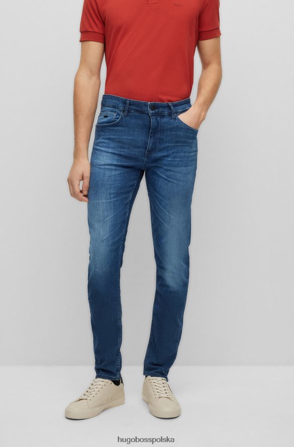 Hugo Boss niebieskie dżinsy slim-fit z super miękkiego niebieskiego włoskiego denimu hugo niebieski R0X0H61823