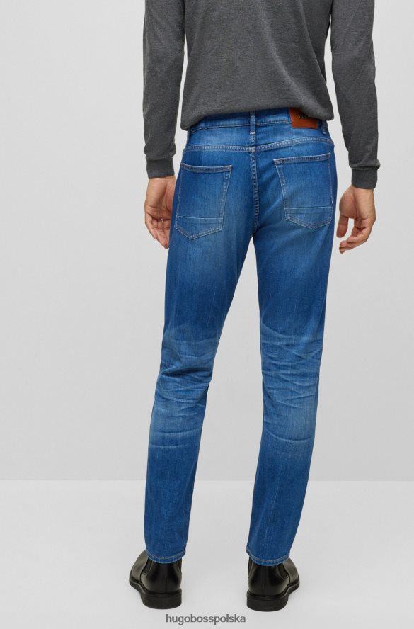 Hugo Boss niebieskie jeansy hugo slim fit z niebieskiego włoskiego denimu z bawełną organiczną niebieski R0X0H61126