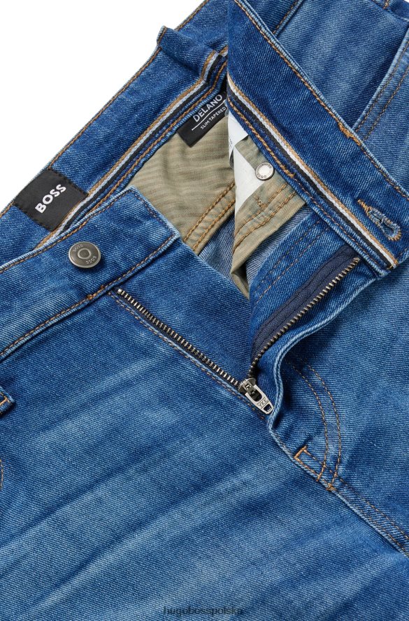 Hugo Boss niebieskie jeansy hugo slim fit z niebieskiego włoskiego denimu z bawełną organiczną niebieski R0X0H61126