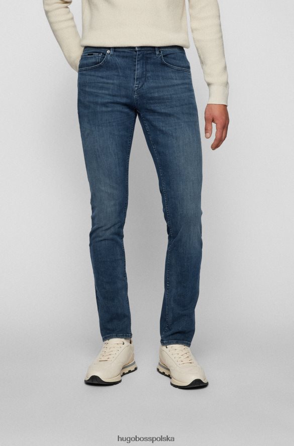 Hugo Boss niebieskie jeansy o bardzo dopasowanym kroju z szarego, elastycznego denimu hugo niebieski R0X0H62565
