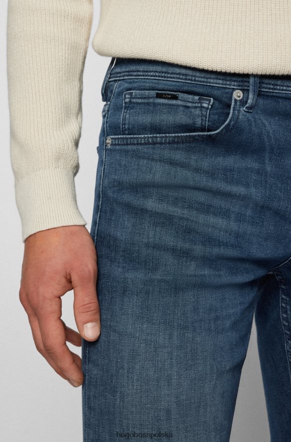 Hugo Boss niebieskie jeansy o bardzo dopasowanym kroju z szarego, elastycznego denimu hugo niebieski R0X0H62565