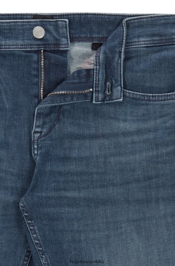 Hugo Boss niebieskie jeansy o bardzo dopasowanym kroju z szarego, elastycznego denimu hugo niebieski R0X0H62565