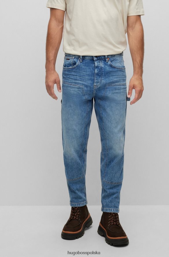 Hugo Boss niebieskie, zwężane dżinsy w kolorze średniego niebieskiego włoskiego denimu hugo niebieski R0X0H64540