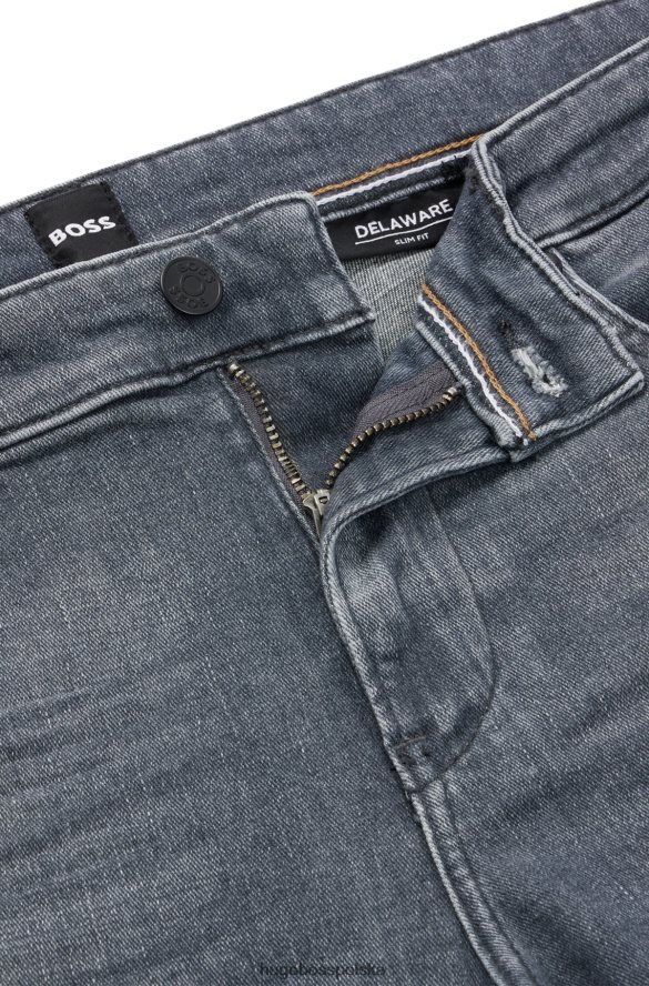 Hugo Boss szare dżinsy slim-fit w niebieskim, włoskim super miękkim dżinsie hugo szary R0X0H61565