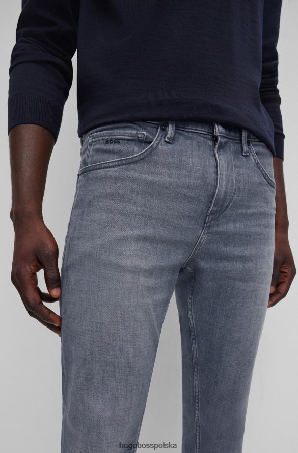 Hugo Boss szare jeansy o bardzo dopasowanym kroju z szarego dżinsu hugo w dotyku z kaszmiru szary R0X0H61609